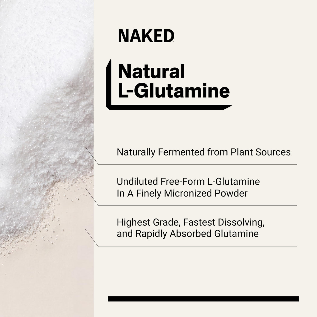 Capsules de L-Glutamine NAKED sur une surface en bois