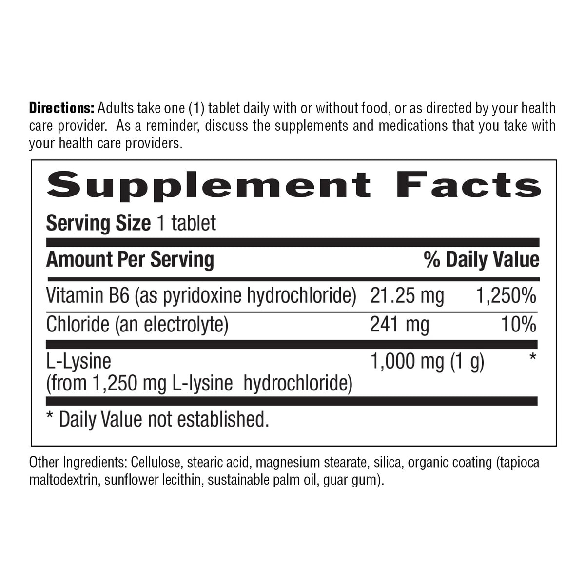 Capsules de L-Lysine 1000mg de Country Life dans un verre