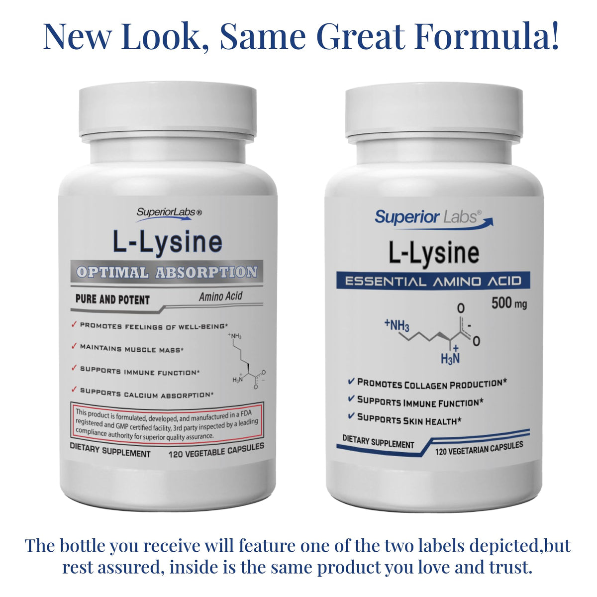 Capsules de L-Lysine 500 mg, en situation sur une table