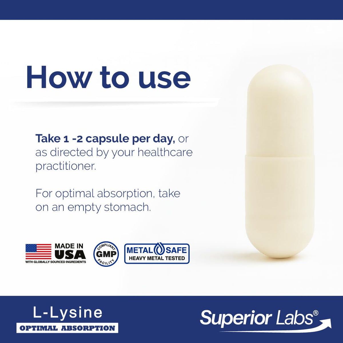 Capsules de L-Lysine 500 mg, vue de dessus