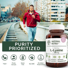 Capsules de L-Lysine HCl sur un fond neutre