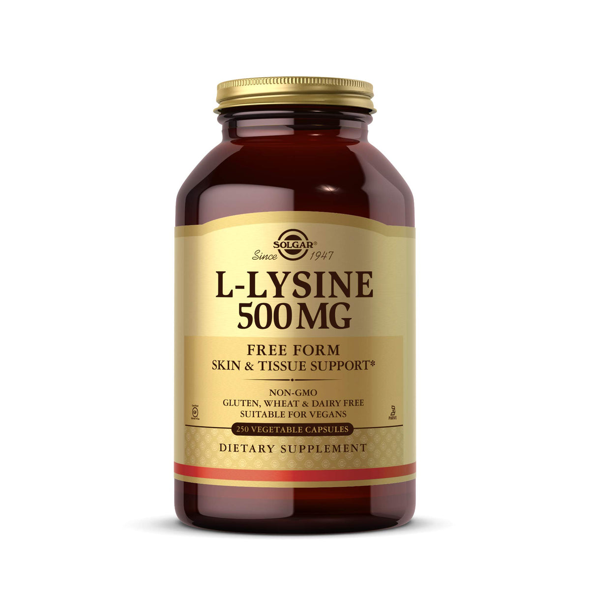 Capsules de L-Lysine Solgar 500 mg en boîte vue avant