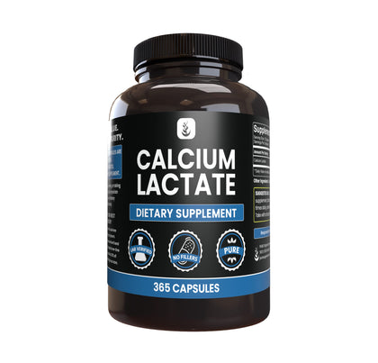 Capsules de lactate de calcium PURE ORIGINAL INGREDIENTS vue de face