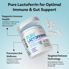Capsules de lactoferrine MyImmunity sur une surface blanche