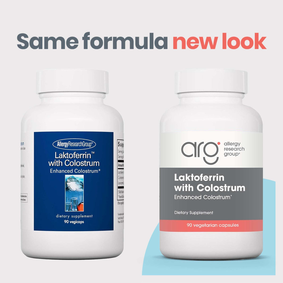 Capsules de Laktoferrin avec Colostrum sur fond blanc