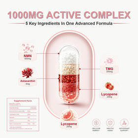 Capsules de Leafgush NMN 1000mg sur fond blanc