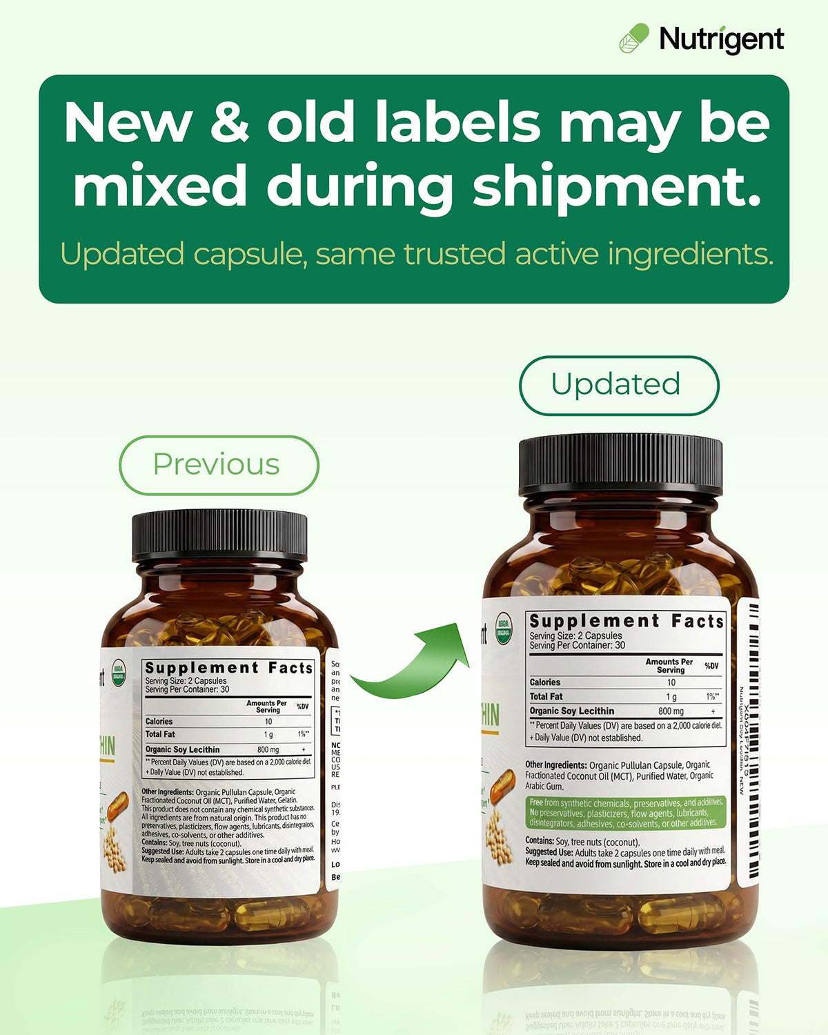 Capsules de lécithine de soja sur une table en bois