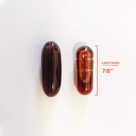 Capsules de lécithine de tournesol Lekithos avec des graines de tournesol en arrière-plan