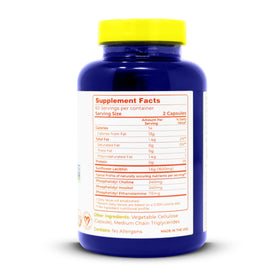 Capsules de lécithine de tournesol Lekithos sur une table