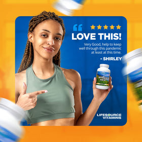Capsules de LifeSource Vitamins Anti-B sur une surface blanche