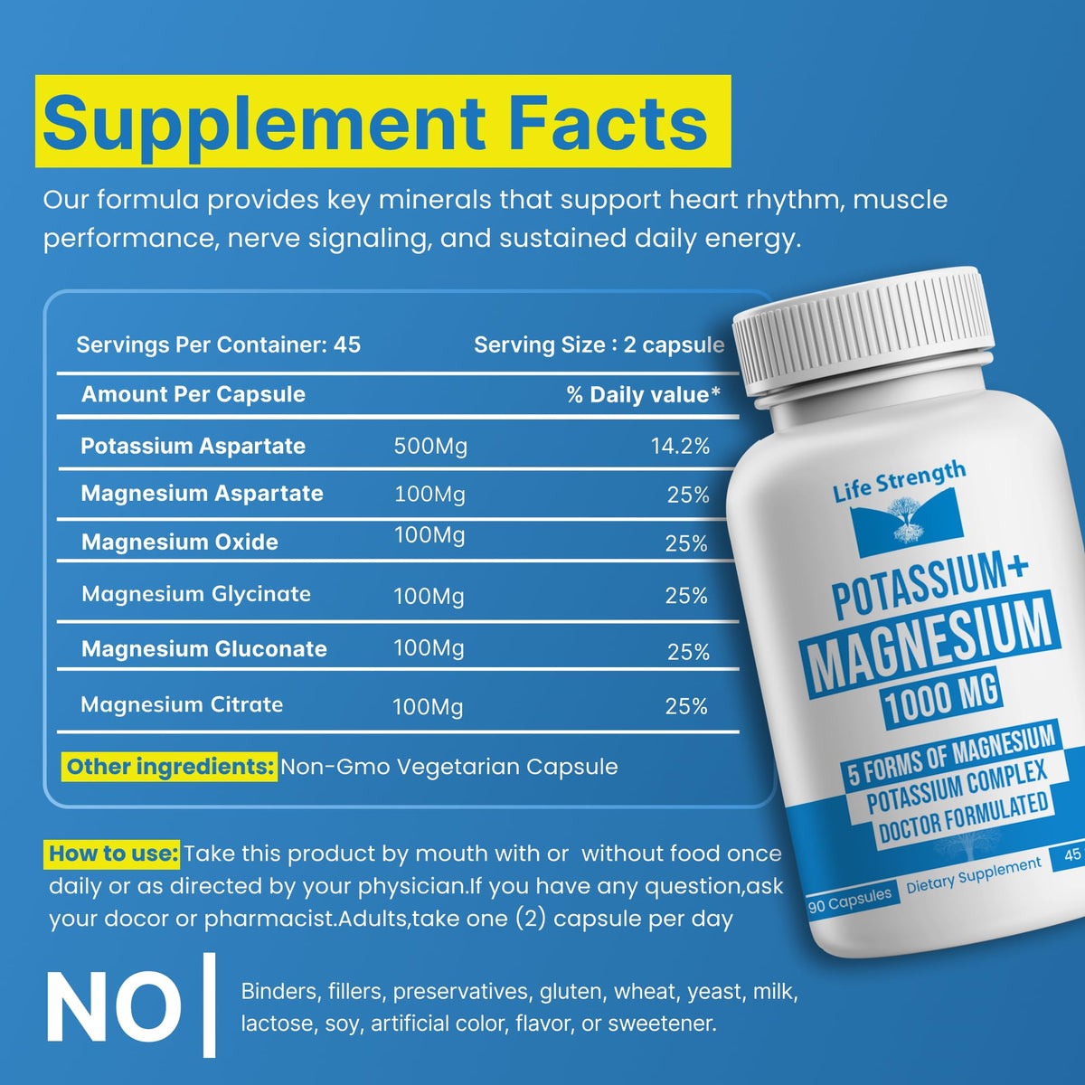 Capsules de LifeStrength Potassium Magnésium dans une main