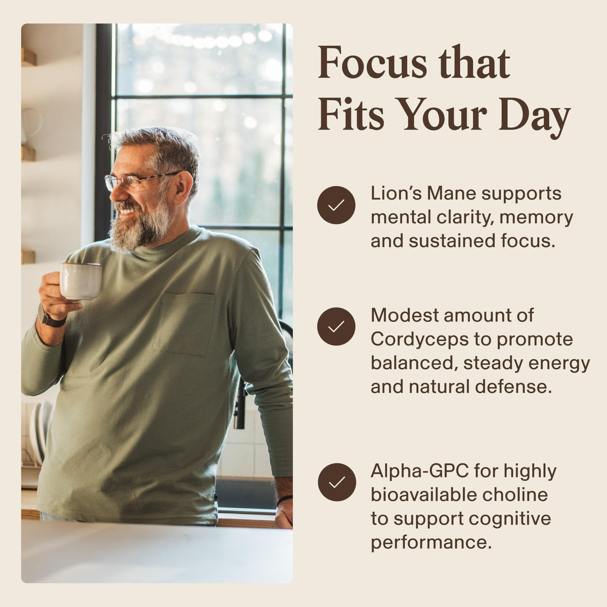 Capsules de Lion's Mane avec supplément de choline Alpha GPC