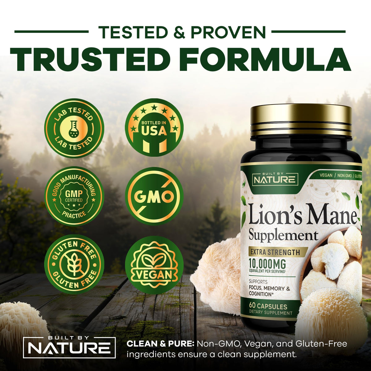 Capsules de Lion's Mane dans un bol en céramique