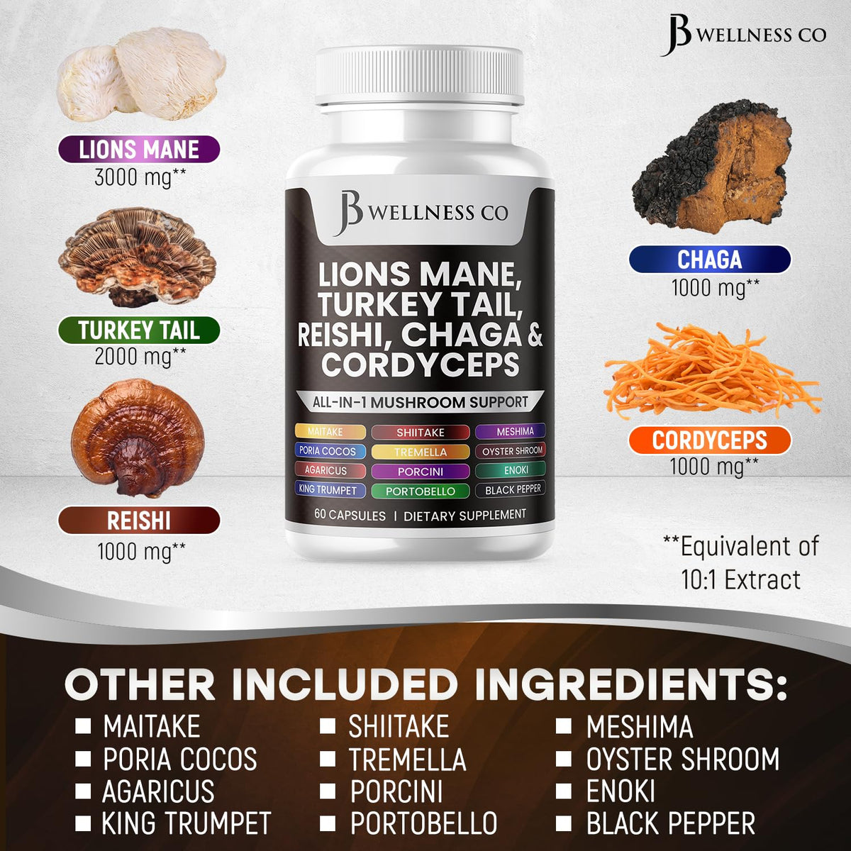 Capsules de Lion's Mane en contexte avec des boissons santé