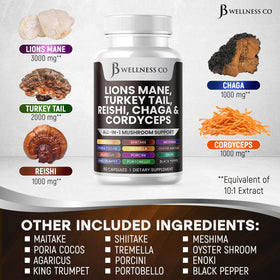 Capsules de Lion's Mane en contexte avec des boissons santé