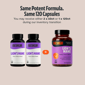 Capsules de Lion's Mane FreshCap sur fond blanc