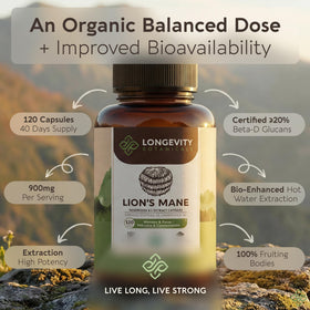 Capsules de Lion's Mane sur fond blanc