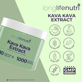 Capsules de LongLifeNutri Kava Kava Extrait dans une main