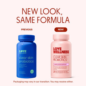 Capsules de Love Wellness Complément Alimentaire Peau Claire sur une surface blanche