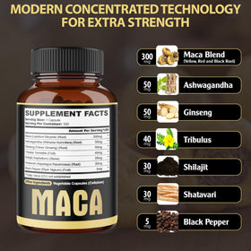 Capsules de Maca 7 en 1 agobi sur une surface en bois