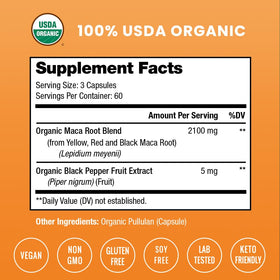 Capsules de Maca Bio NutraChamps sur une table