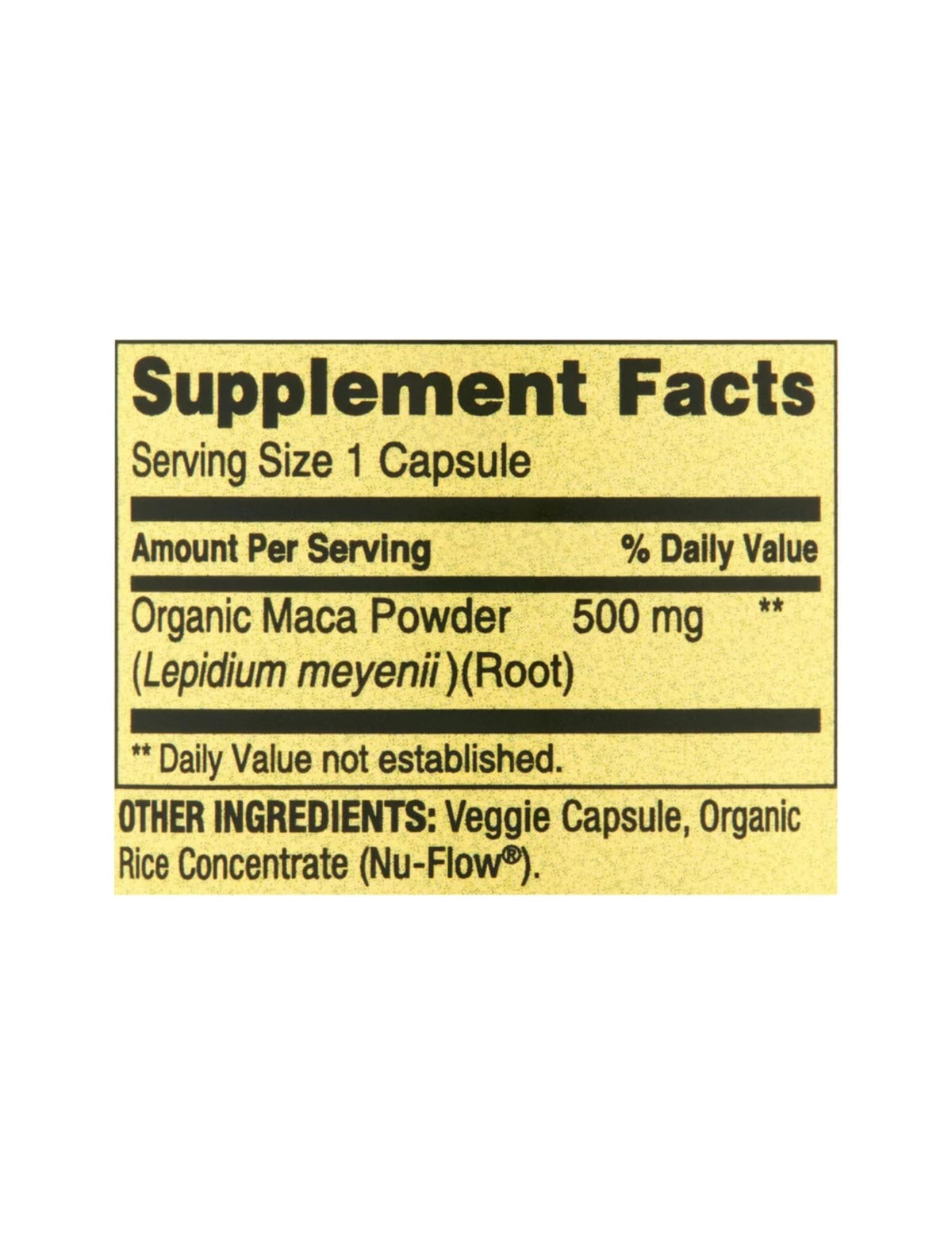 Capsules de maca racine bio 500mg versées sur une table