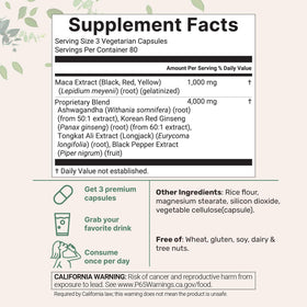 Capsules de Maca Root Micro Ingredients avec étiquette détaillée