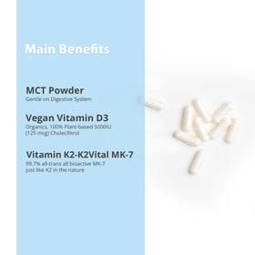 Capsules de Magceutics D3 K2 sur fond blanc