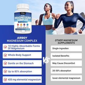 Capsules de magnésium Airboy sur une table en bois