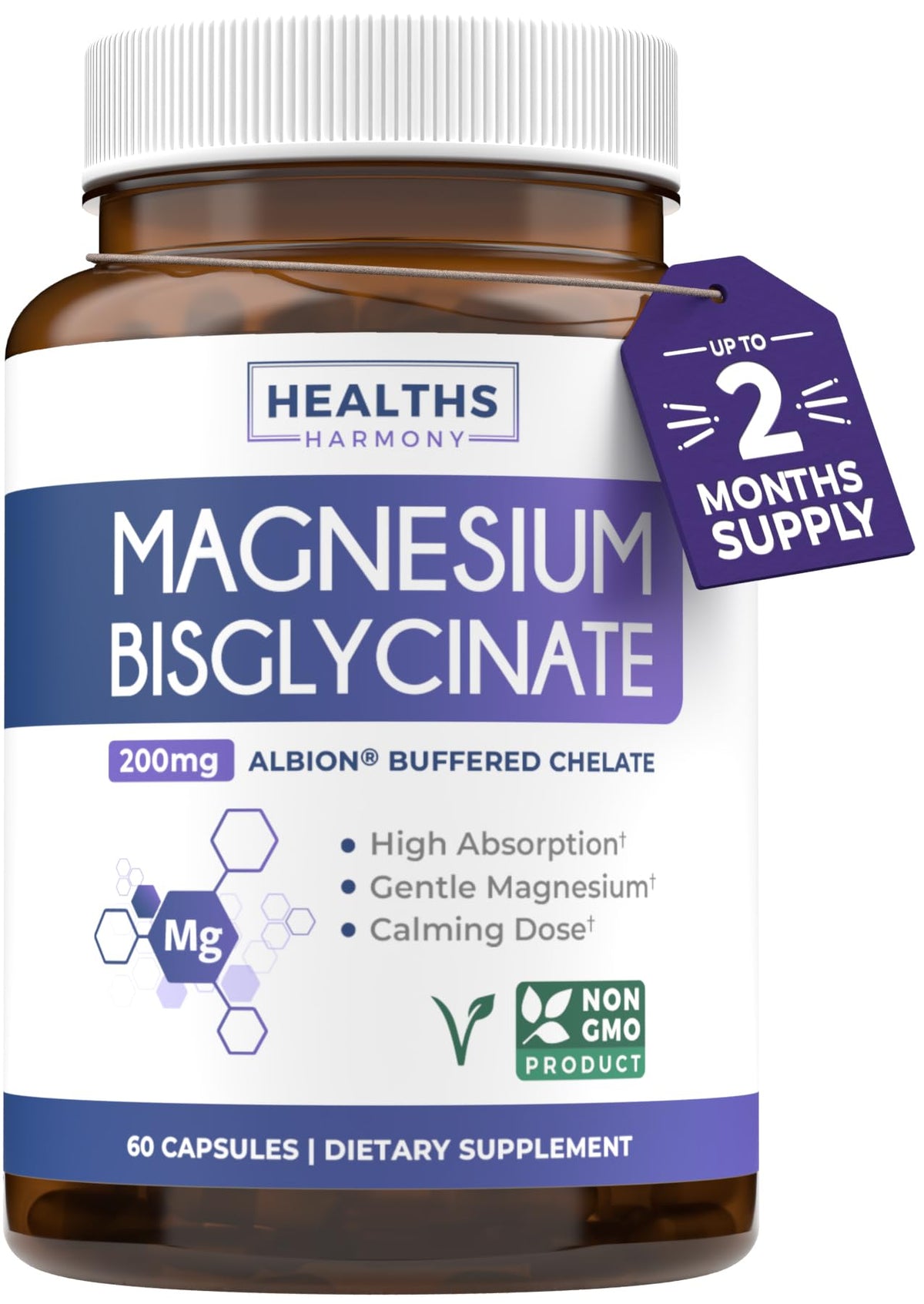 Capsules de magnésium bisglycinate Healths Harmony en boîte