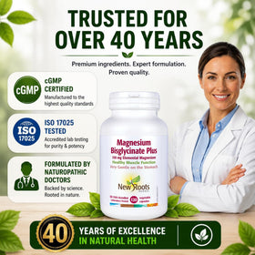 Capsules de Magnésium Bisglycinate Plus de NEW ROOTS HERBAL en gros plan