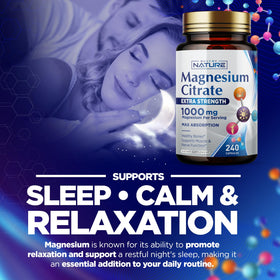 Capsules de Magnésium Citrate 1000mg - Built by Nature sur fond blanc