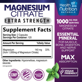 Capsules de magnésium citrate 1000mg en gros plan
