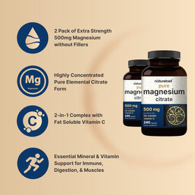 Capsules de magnésium citrate NatureBell sur une table
