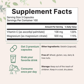 Capsules de magnésium citrate sur une surface en bois