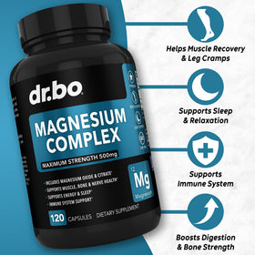 Capsules de magnésium complexe DR. BO en gros plan