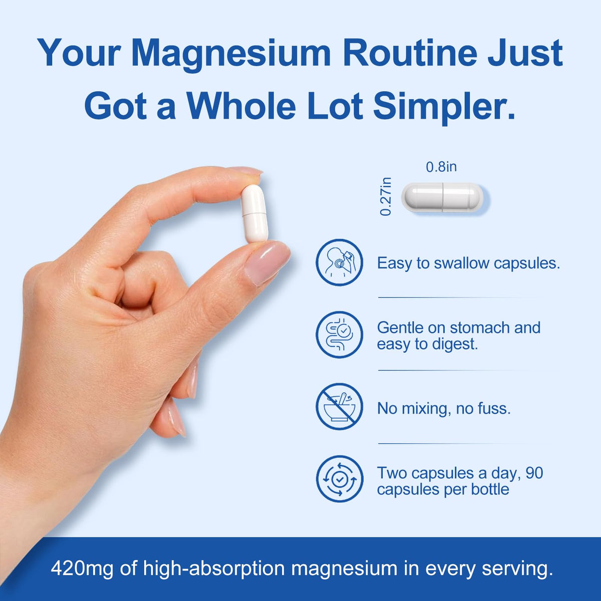 Capsules de magnésium DailyWhole dans un verre d'eau