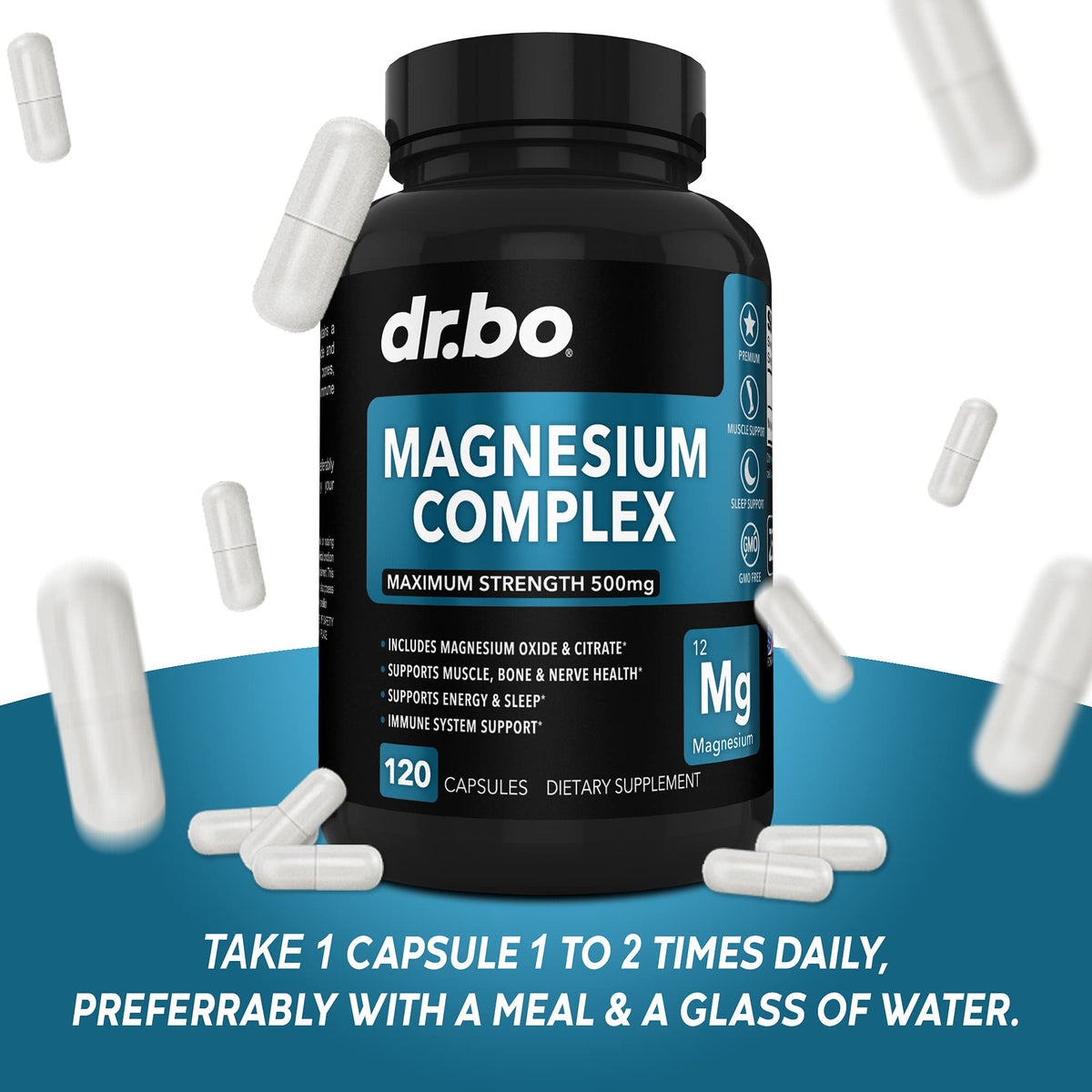Capsules de magnésium DR. BO dans un environnement de vie quotidienne