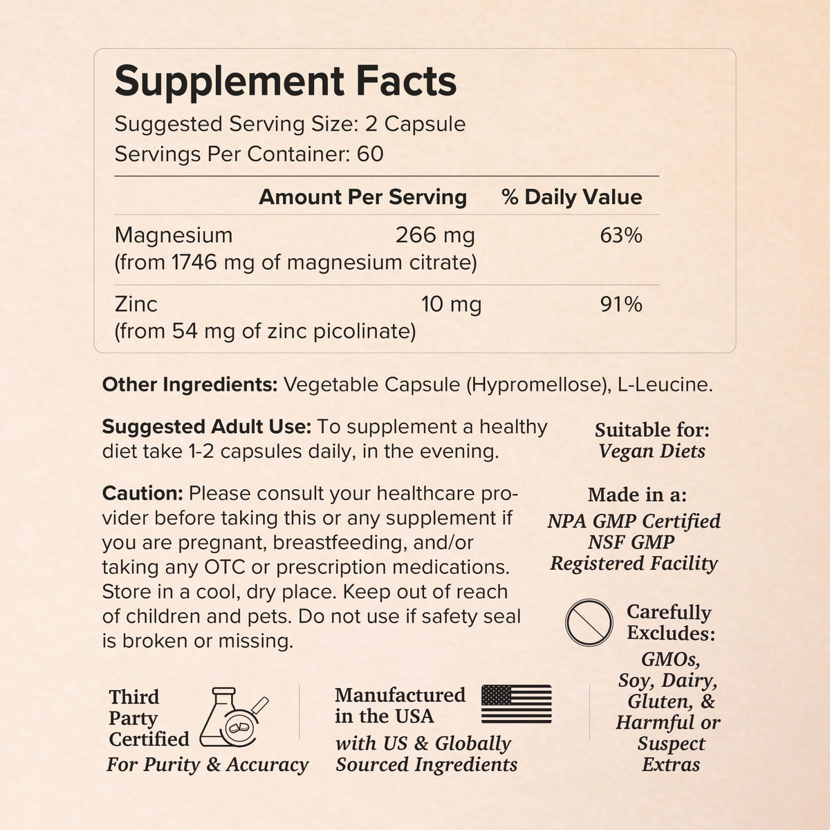 Capsules de Magnésium et Zinc Rootcha dans un verre