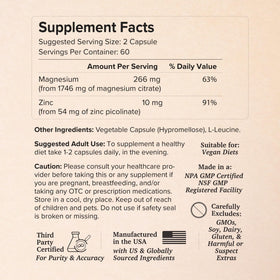 Capsules de Magnésium et Zinc Rootcha dans un verre