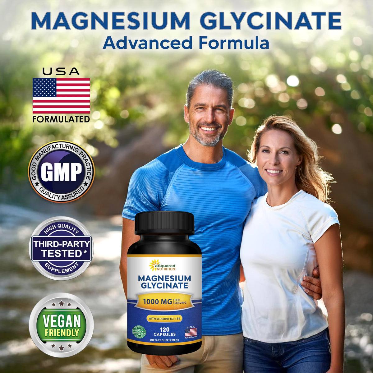 Capsules de Magnésium Glycinate 1000mg d'aSquared Nutrition sur une table