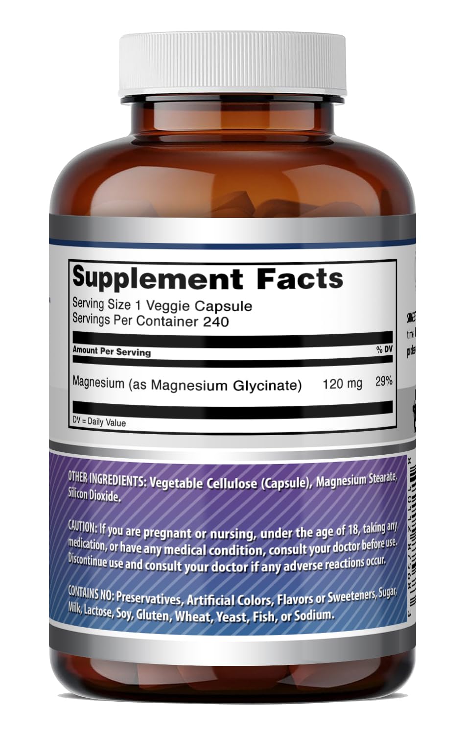 Capsules de Magnésium Glycinate Amazing Nutrition sur une table en bois