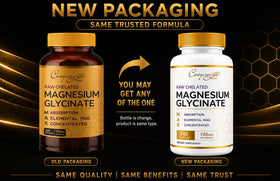 Capsules de magnésium glycinate cosynee sur une surface blanche