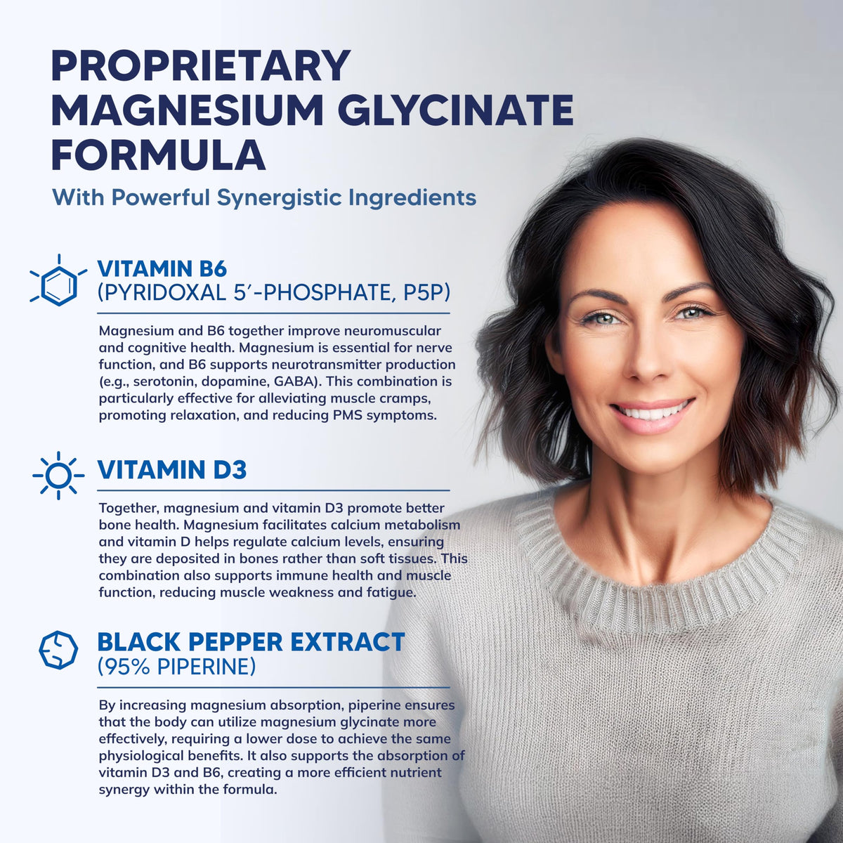 Capsules de Magnésium Glycinate d'aSquared Nutrition sur une surface en bois