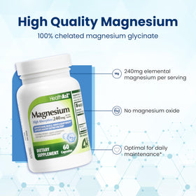 Capsules de magnésium glycinate dans une main