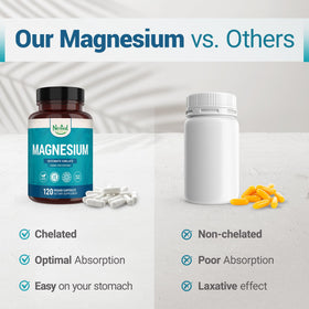 Capsules de Magnésium Glycinate de Nested Naturals dans un verre