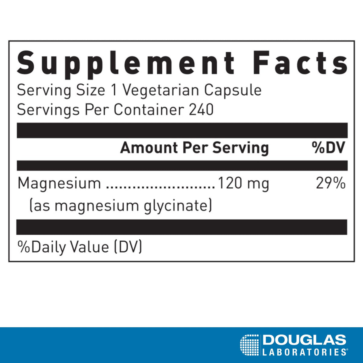 Capsules de Magnésium Glycinate Douglas Laboratories sur une table