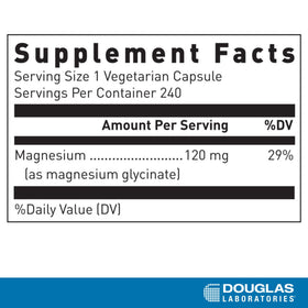 Capsules de Magnésium Glycinate Douglas Laboratories sur une table