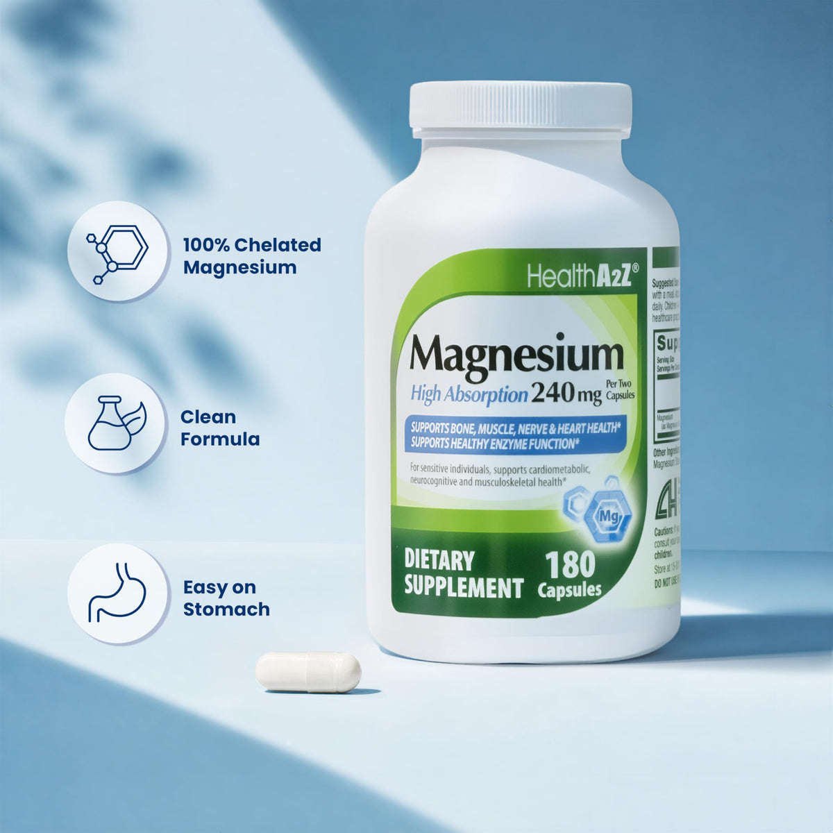 Capsules de Magnésium Glycinate HealthA2Z en gros plan