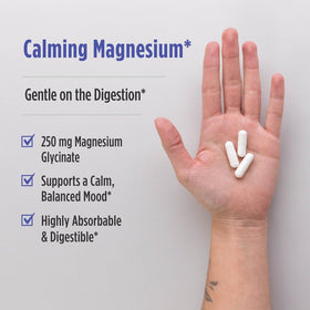 Capsules de Magnésium Glycinate Nordic Naturals sur une surface blanche